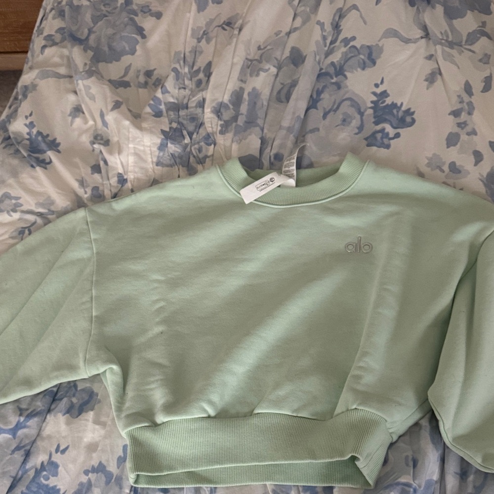 CROPPED MINT GREEN ALO CREWNECK